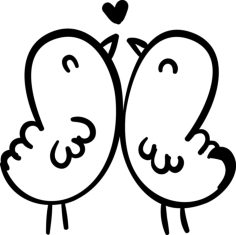 Birds In Love Technical Drawing Svg Vector, Free Vectors File